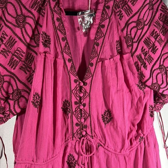 FREE PEOPLE RILEY SMOCKED MAXI DRESS IN FUCHSIA NEW - Picture 8 of 11